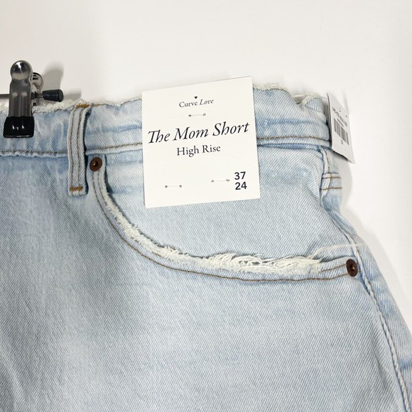 Abercrombie & Fitch The Mom Jean Short Women Blue High Rise Denim Size 37/24 NWT - Picture 4 of 10